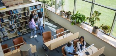 high-angle-students-learning-library